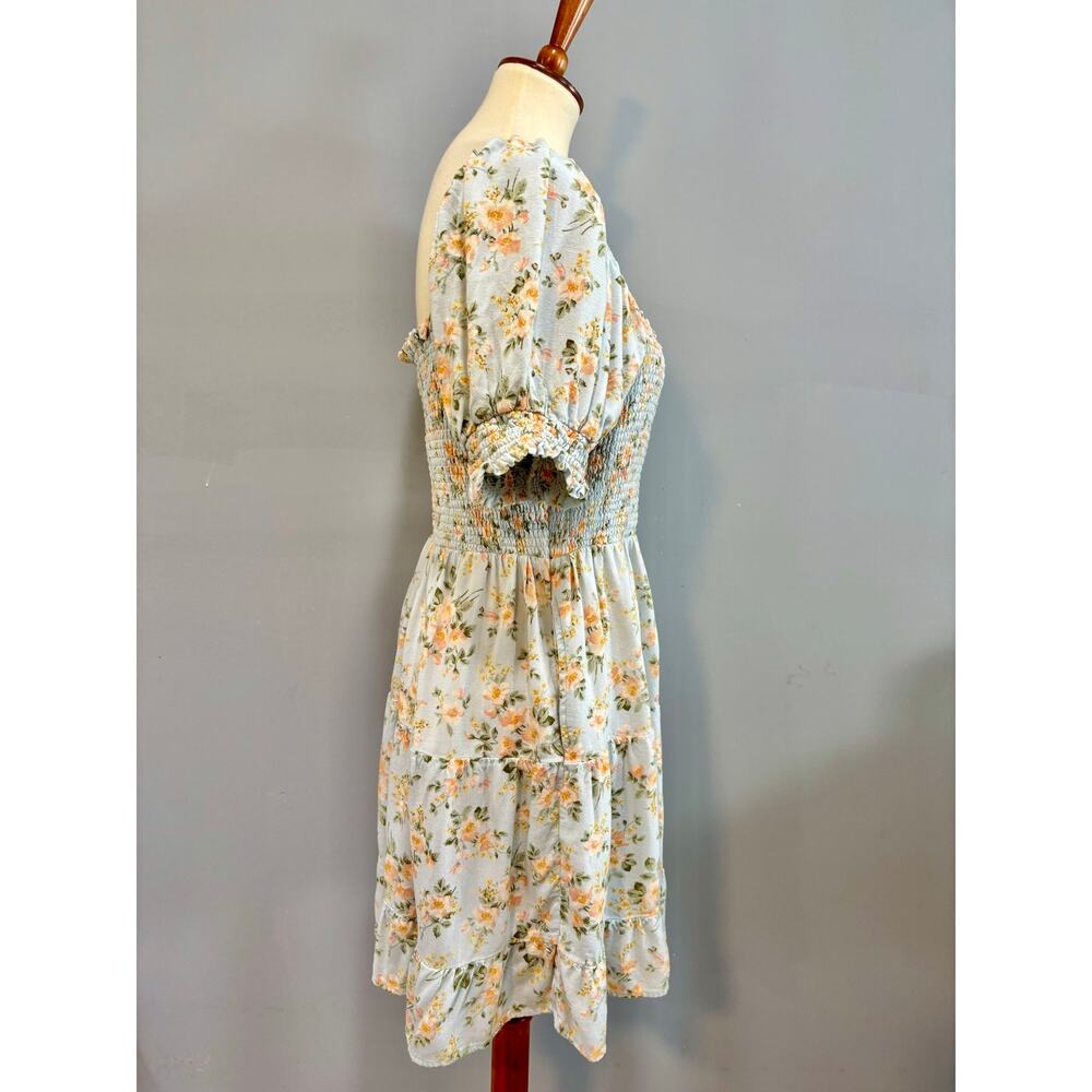 Graduation dress Floral Smocked Puff Sleeve Mini Size Large Cottagecore Boho - Picture 5 of 8